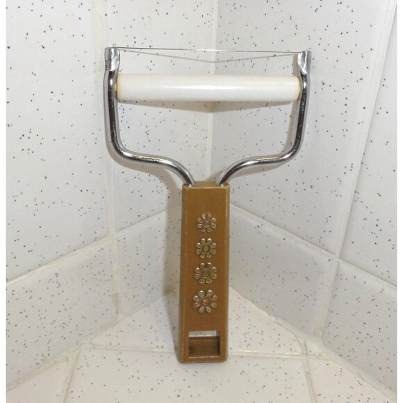 Vintage Travco Cheese Slicer Brown Handle with Flowers 1960s mcm retro - Picture 2 of 10